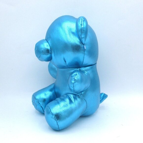 Gummy Bear Metallic Blue Plush Teddy Bear GB Logo Shiny Fabric 8" - Picture 2 of 4
